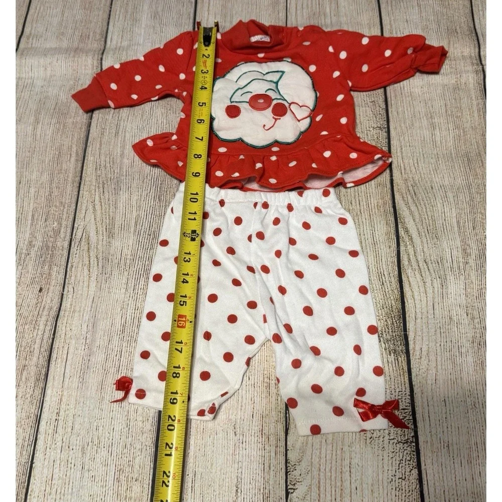 Vintage Hopscotch Baby Puffer SANTA Polka Dot Red White Outfit 0-6 months TbA2